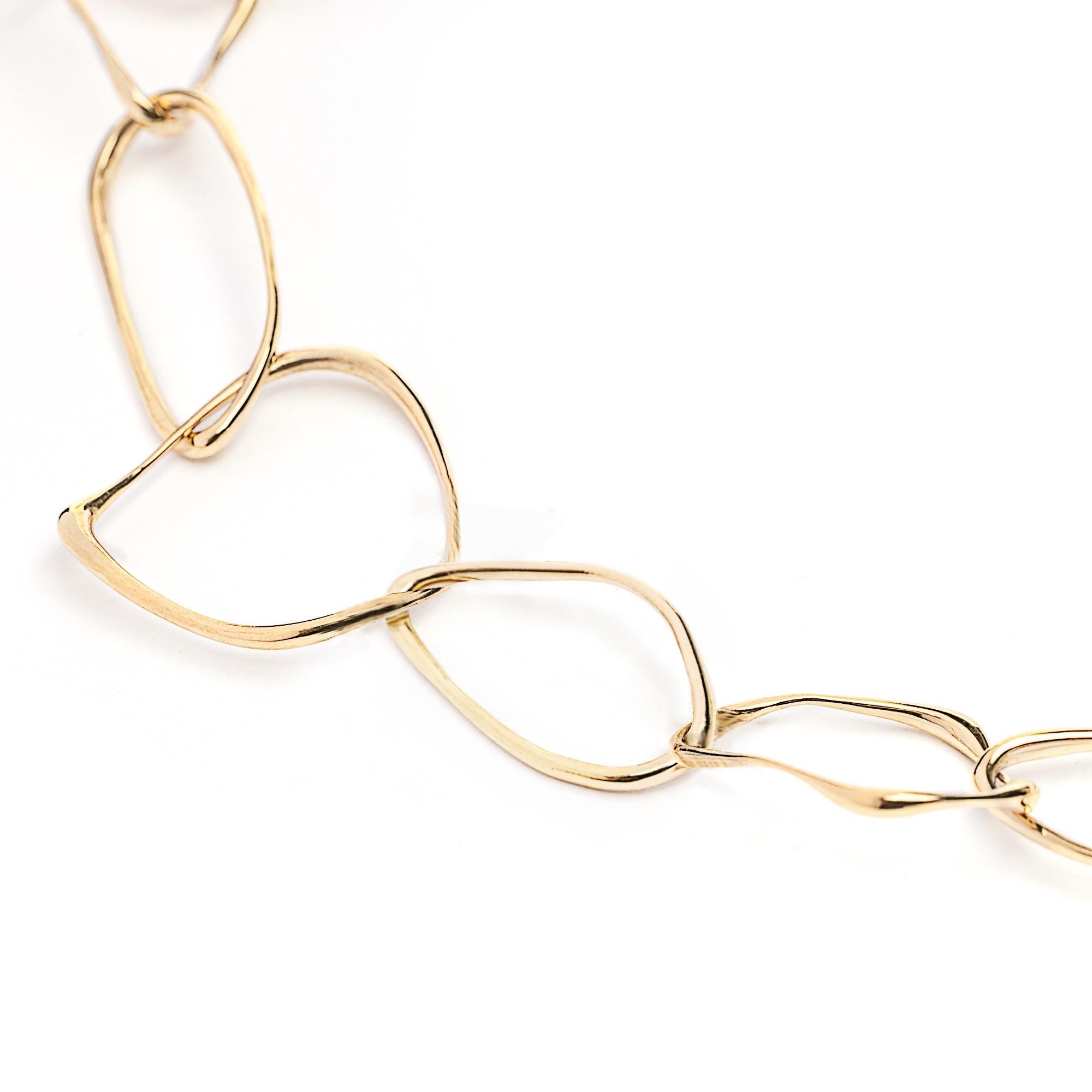 Alex Jona Collar de cadena de eslabones con forma orgánica de plata de ley chapada en oro Contemporáneo en venta