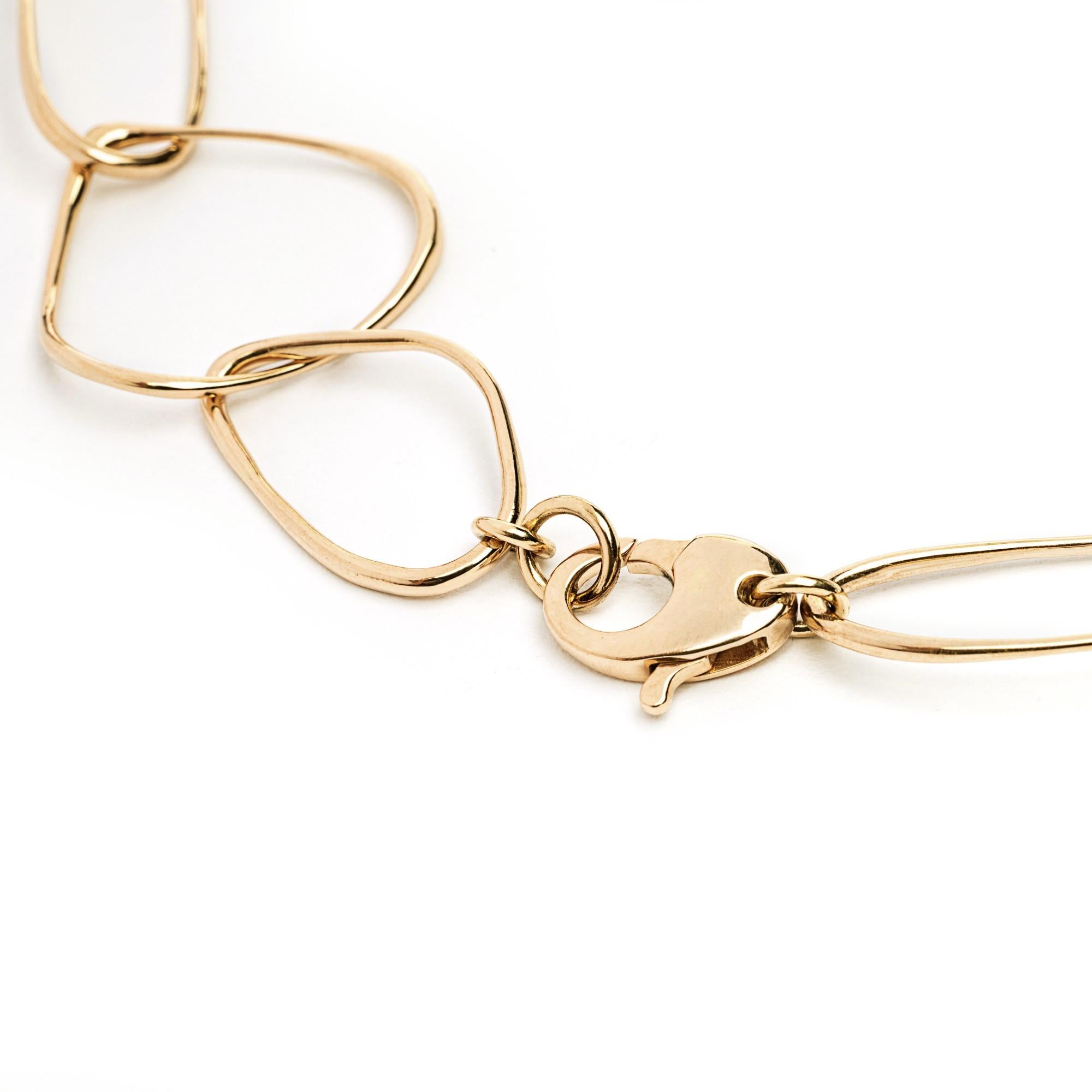Femenino o masculino Alex Jona Collar de cadena de eslabones con forma orgánica de plata de ley chapada en oro en venta