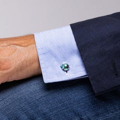 Alex Jona Sterling Silver Green Enamel Ladybug Cufflinks