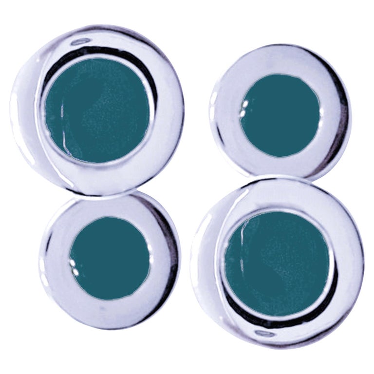 Boutons de manchette ovales en argent sterling avec œil de chat et œil