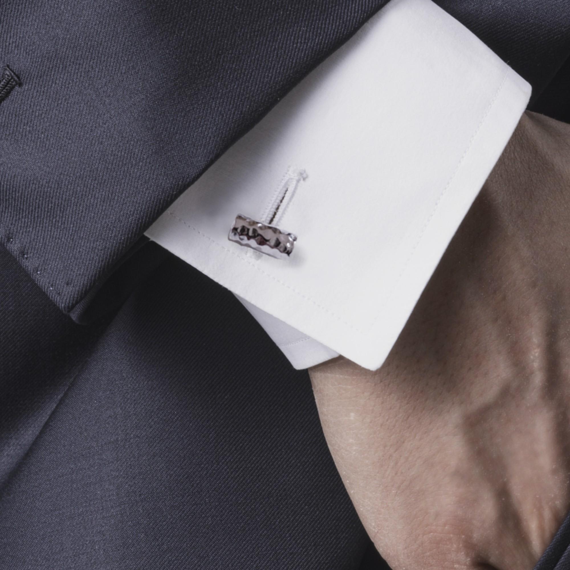 Uomo Gemelli a cilindro martellato Alex Jona Sterling Silver in vendita