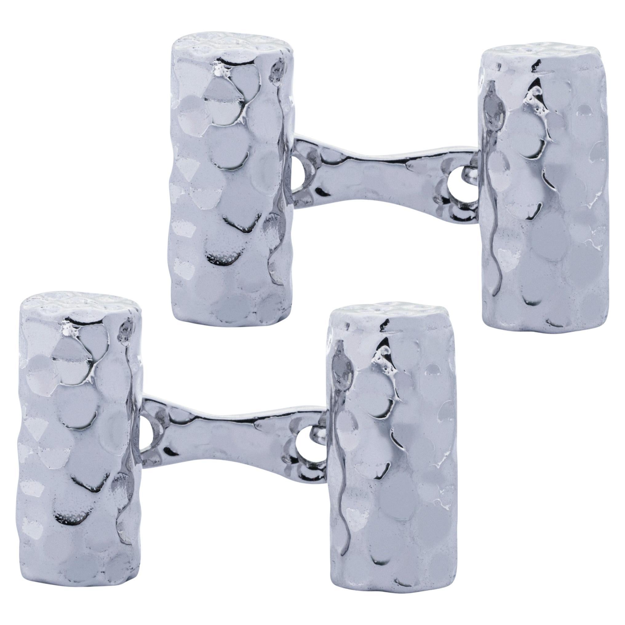 Alex Jona Sterling Silver Hammered Cylinder Cufflinks