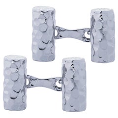 Alex Jona Sterling Silver Hammered Cylinder Cufflinks
