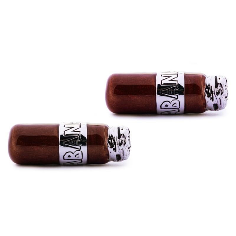 Alex Jona Zigarren-Manschettenknöpfe aus Sterlingsilber mit handbemalter Emaille Habana  für Damen oder Herren im Angebot
