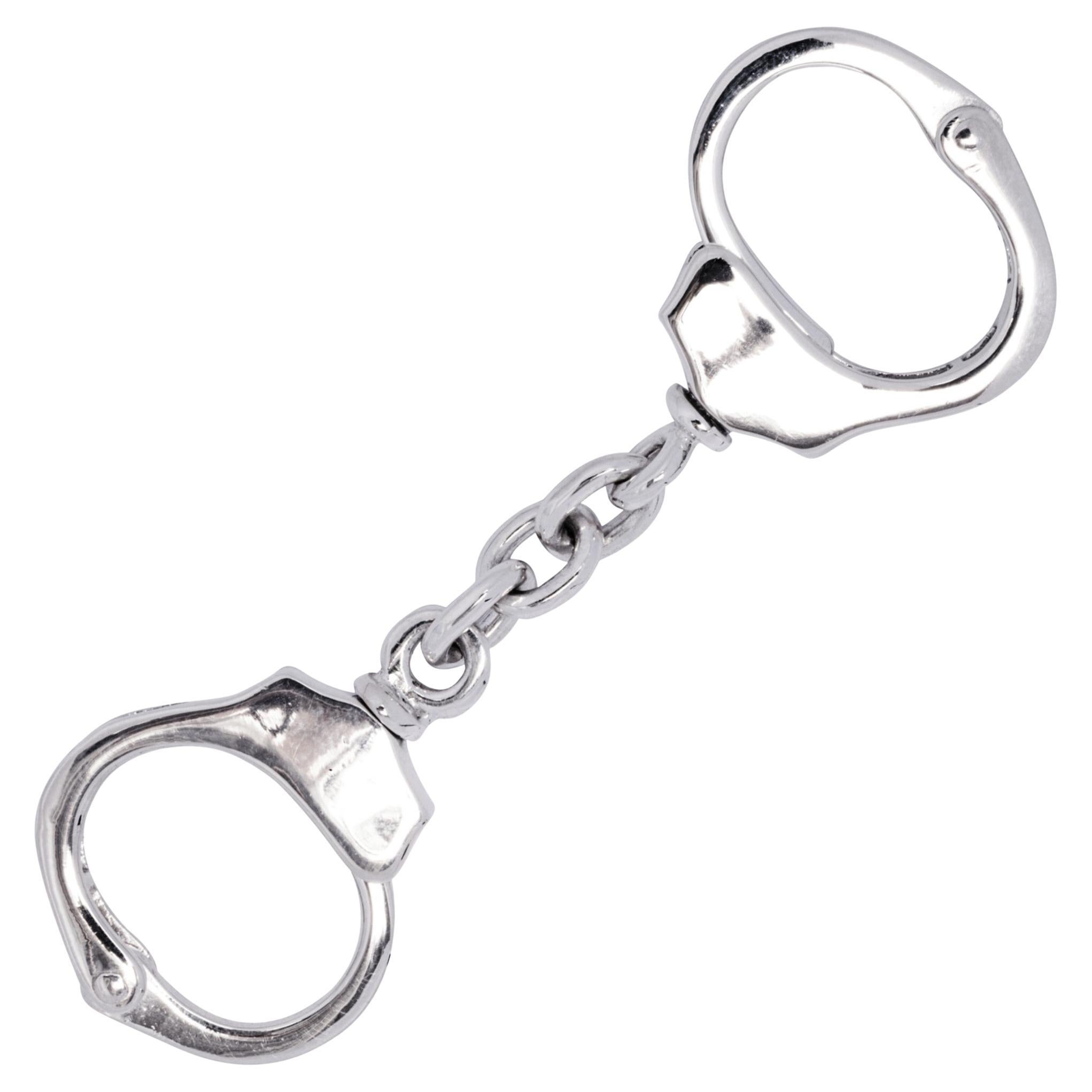 Sterling Silver Handcuffs Key Holder For Sale