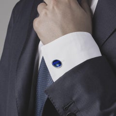 Alex Jona Sterling Silver Hematite and Lapis Lazuli Cufflinks
