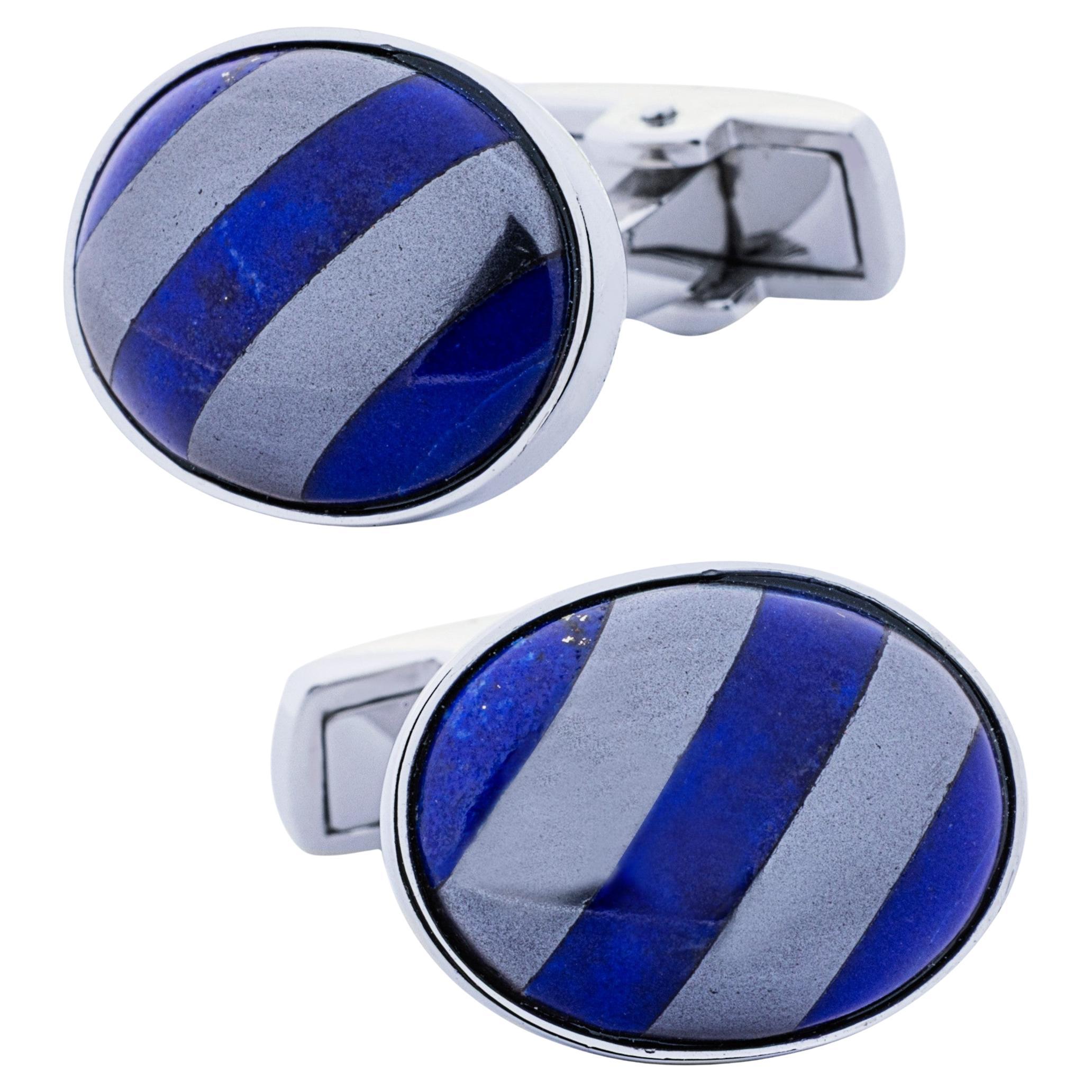 Manschettenknöpfe aus Sterlingsilber mit Hämatit und Lapislazuli von Jona