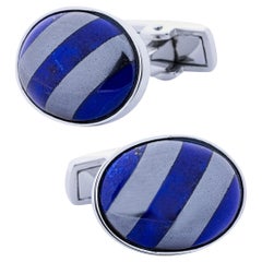 Gemelli Alex Jona in argento sterling con ematite e lapislazzuli
