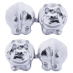 Boutons de manchette Hippopotame en argent Alex Jona