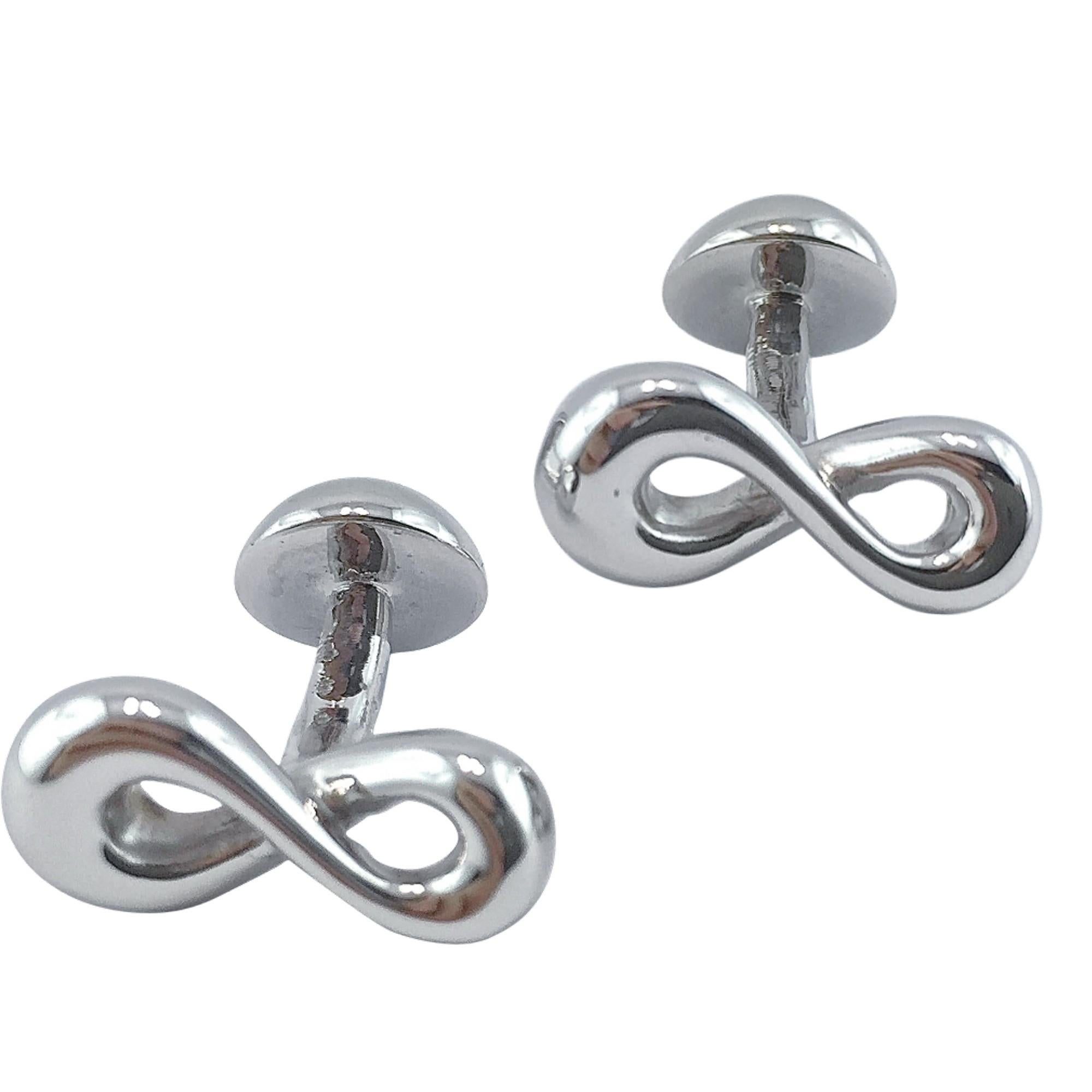 Alex Jona Sterling Silver Infinity Cufflinks In New Condition For Sale In Torino, IT