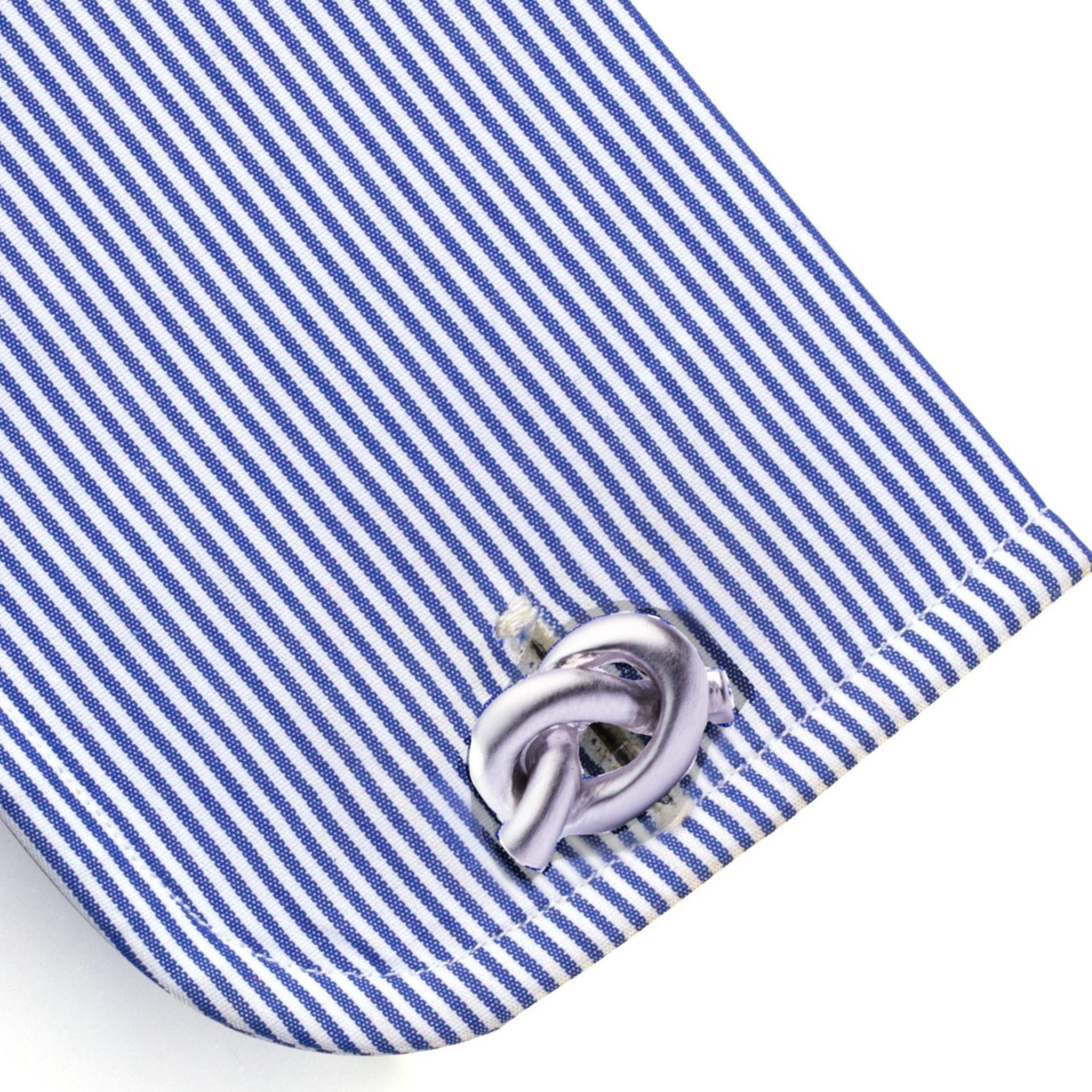 Women's or Men's Alex Jona Sterling Silver Knot Cufflinks For Sale