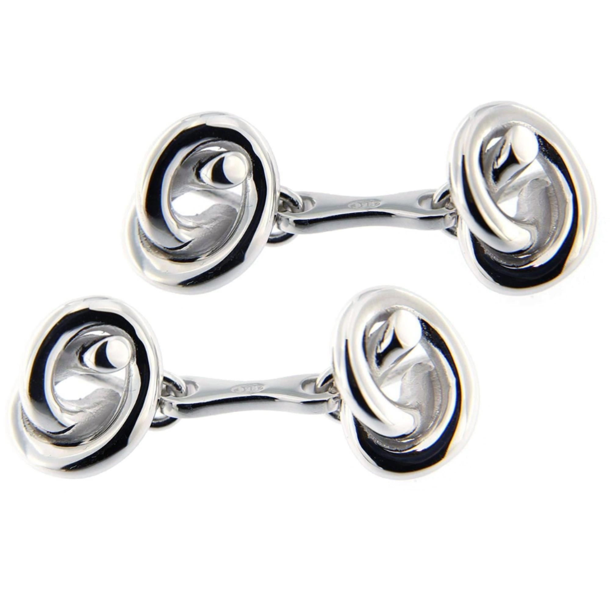 Alex Jona Sterling Silver Knot Cufflinks In New Condition For Sale In Torino, IT