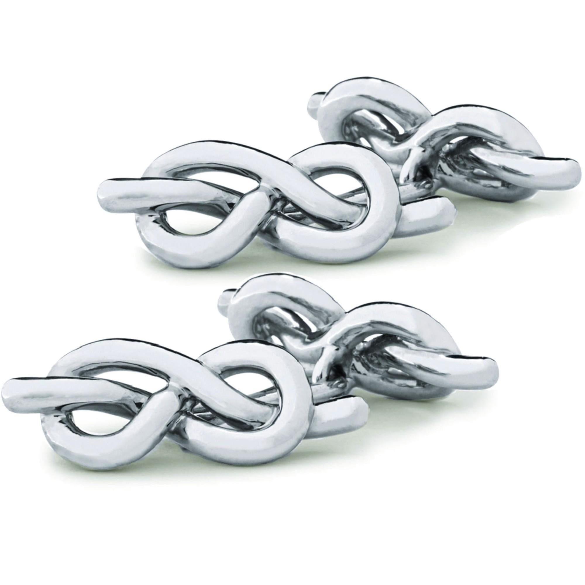 Alex Jona Sterling Silver Knot Cufflinks In New Condition For Sale In Torino, IT