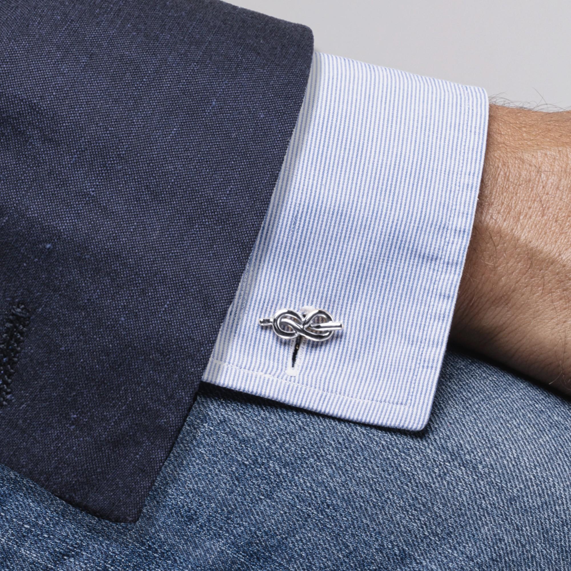 Alex Jona Boutons de manchette à nœuds en argent sterling Unisexe en vente