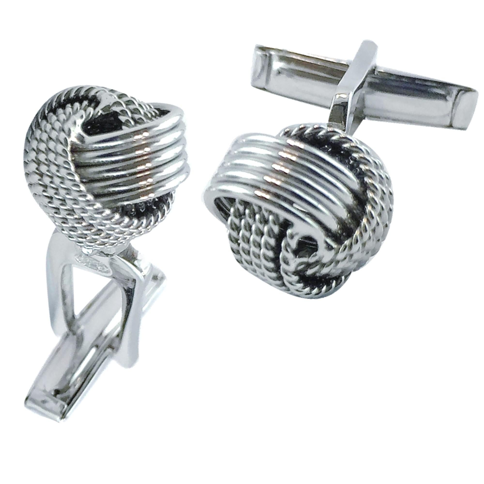 Alex Jona Sterling Silver Knot Cufflinks In New Condition For Sale In Torino, IT