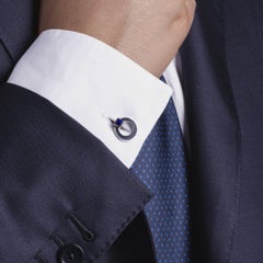 Alex Jona Sterling Silver Lapis Double Ring Folding Cufflinks