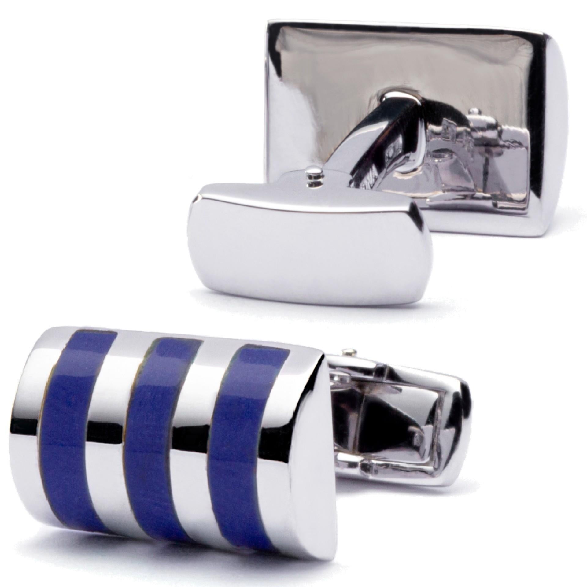 Cabochon Alex Jona Sterling Silver Lapis Lazuli Bar Cufflinks For Sale