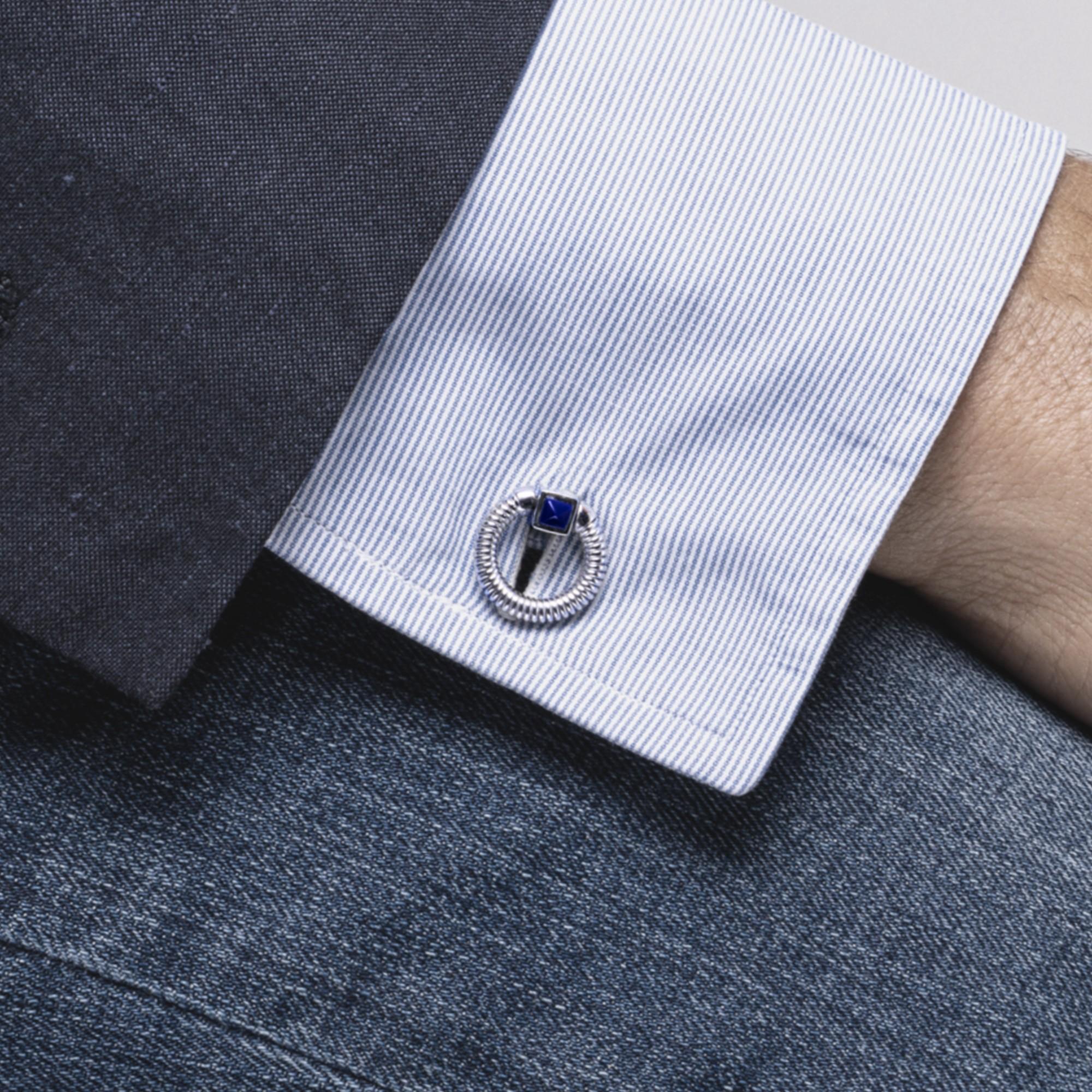 Gemelos plegables Alex Jona de plata de ley con doble anillo de lapislázuli en Nuevo estado para la venta en Torino, Piedmont