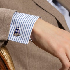 Alex Jona Sterling Silver Lapis Lazuli Sail Boat Cufflinks