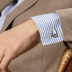 Alex Jona Boutons de manchette voilier en argent sterling et lapis-lazuli