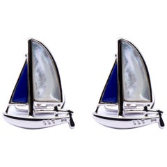 Alex Jona Sterling Silver Lapis Lazuli Sail Boat Cufflinks