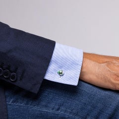 Alex Jona Sterling Silver Light Green Enamel Ladybug Cufflinks