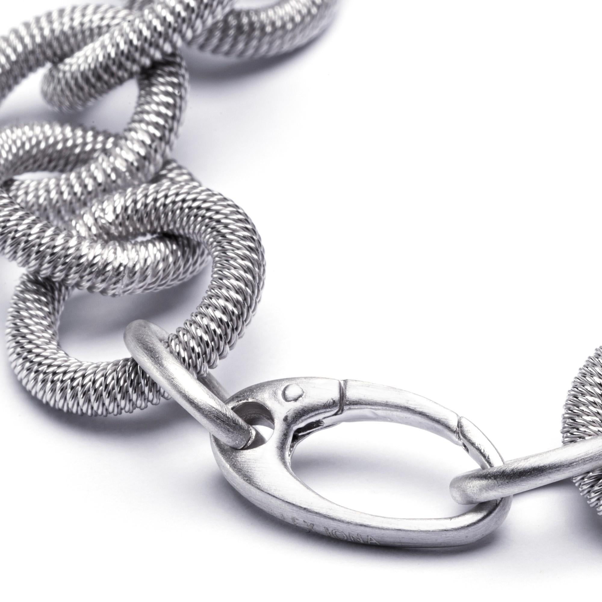 Alex Jona Sterling Silver Link Chain Bracelet In New Condition For Sale In Torino, IT
