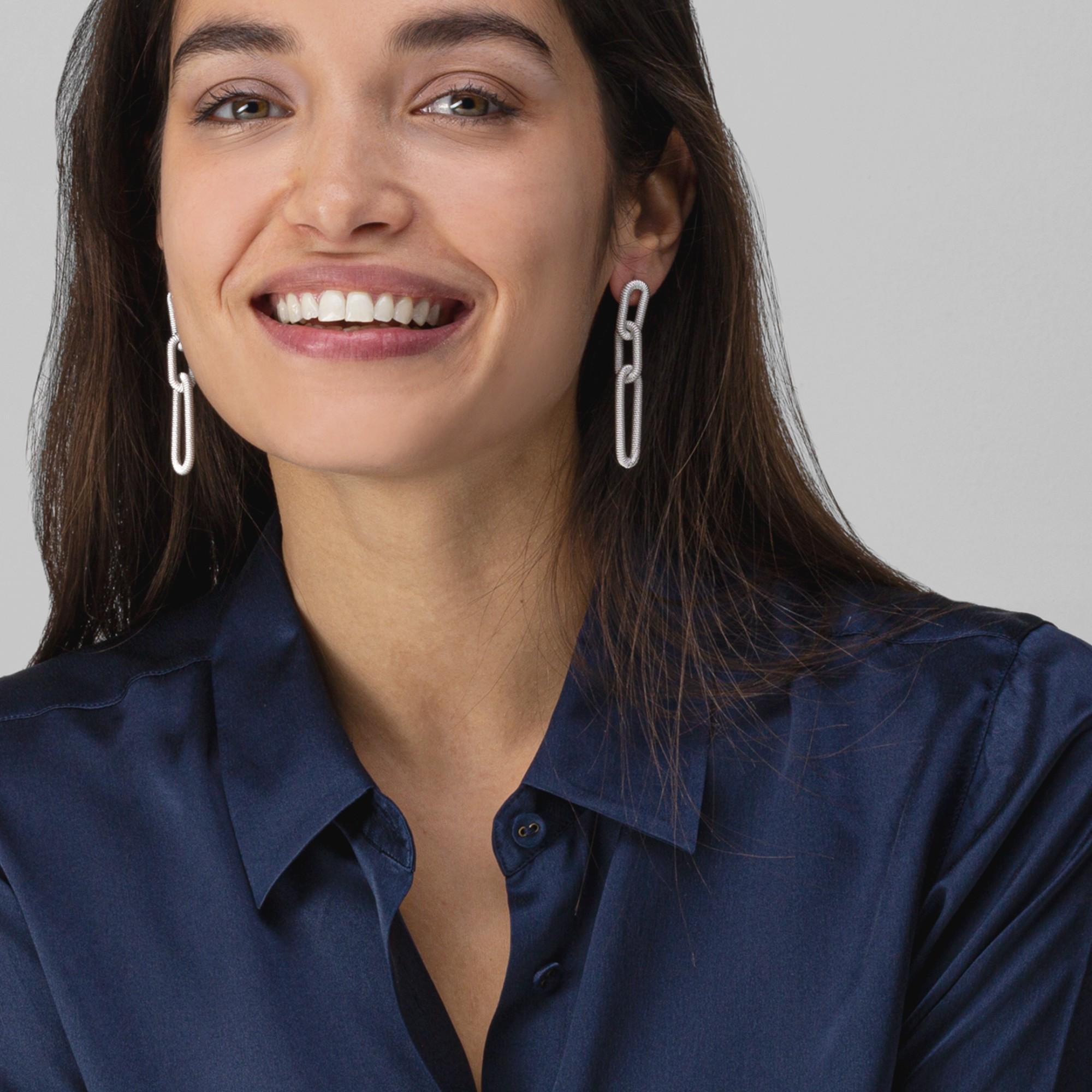 Women's or Men's Alex Jona Sterling Silver Link Chain Pendant Earrings For Sale