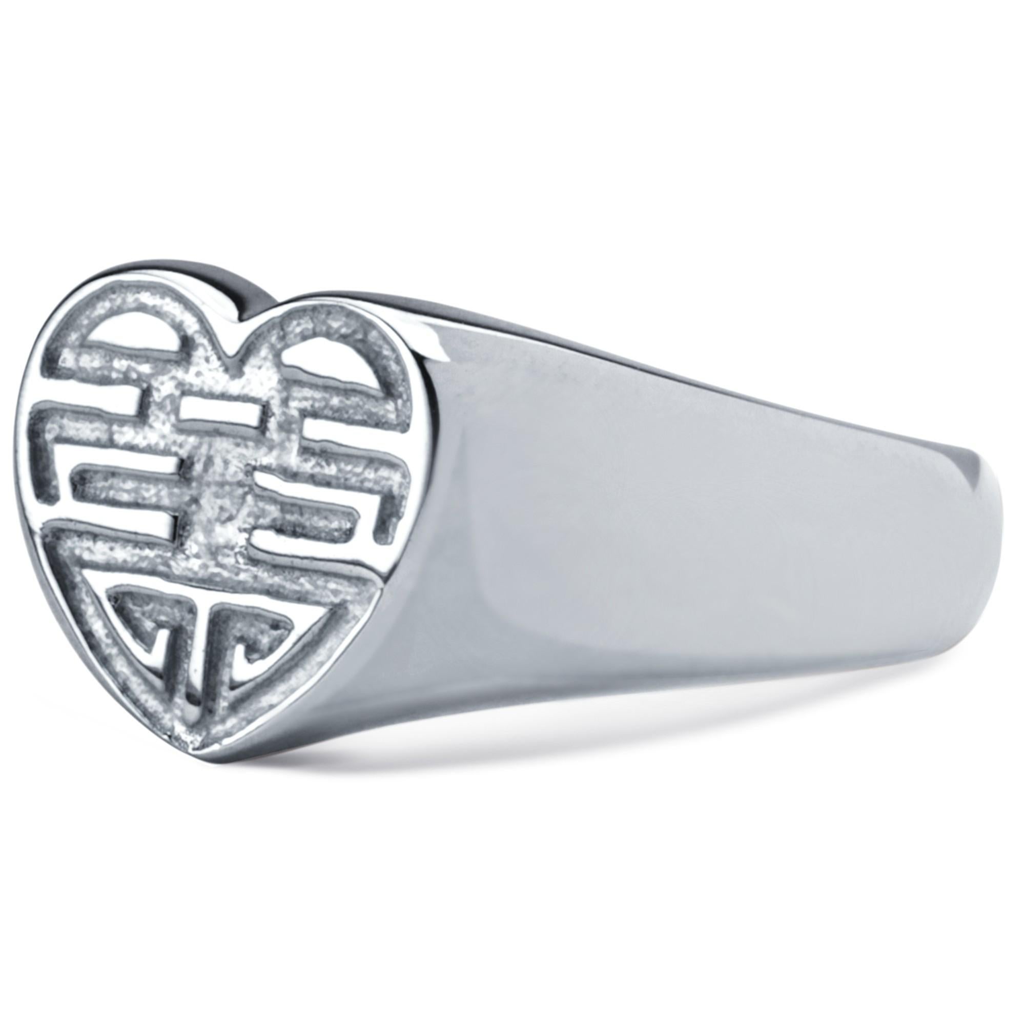 da uomo o donna Alex Jona - Anello a cuore in argento Sterling Long and Happy Life in vendita