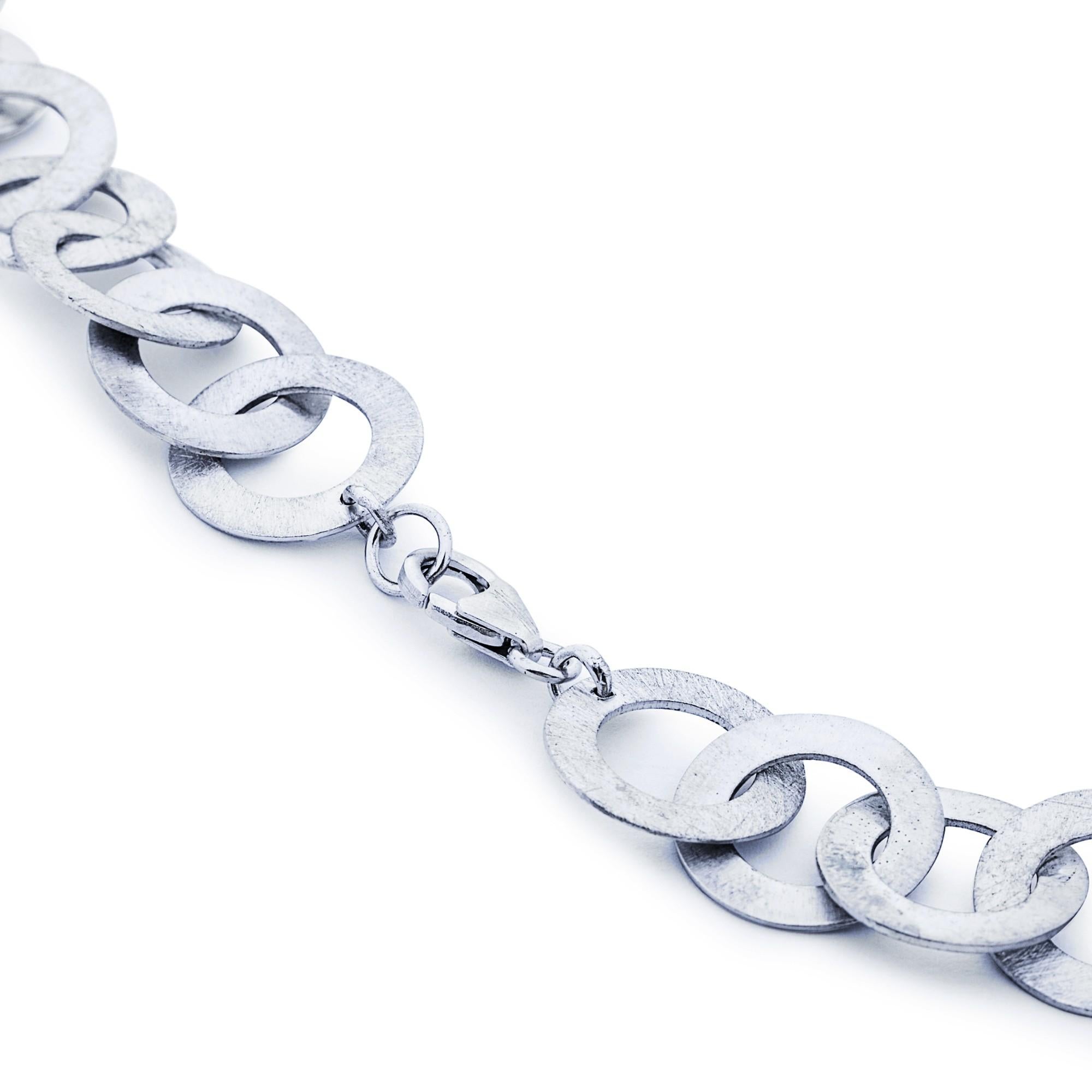 da uomo o donna Alex Jona - Collana a catena lunga a maglie lunghe spazzolate in argento sterling in vendita