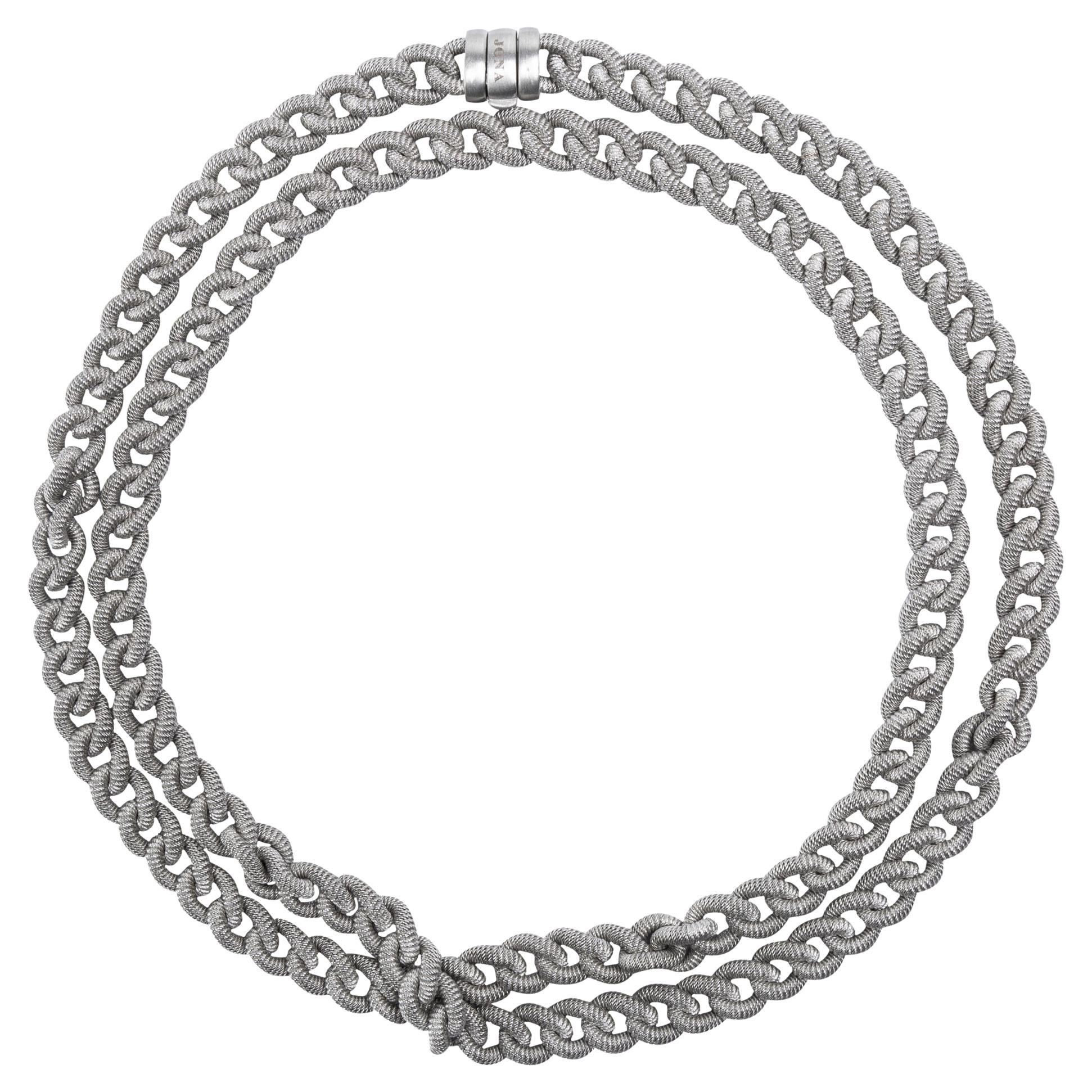 Alex Jona Sterling Silver Long Curb Link Chain Necklace In New Condition For Sale In Torino, IT
