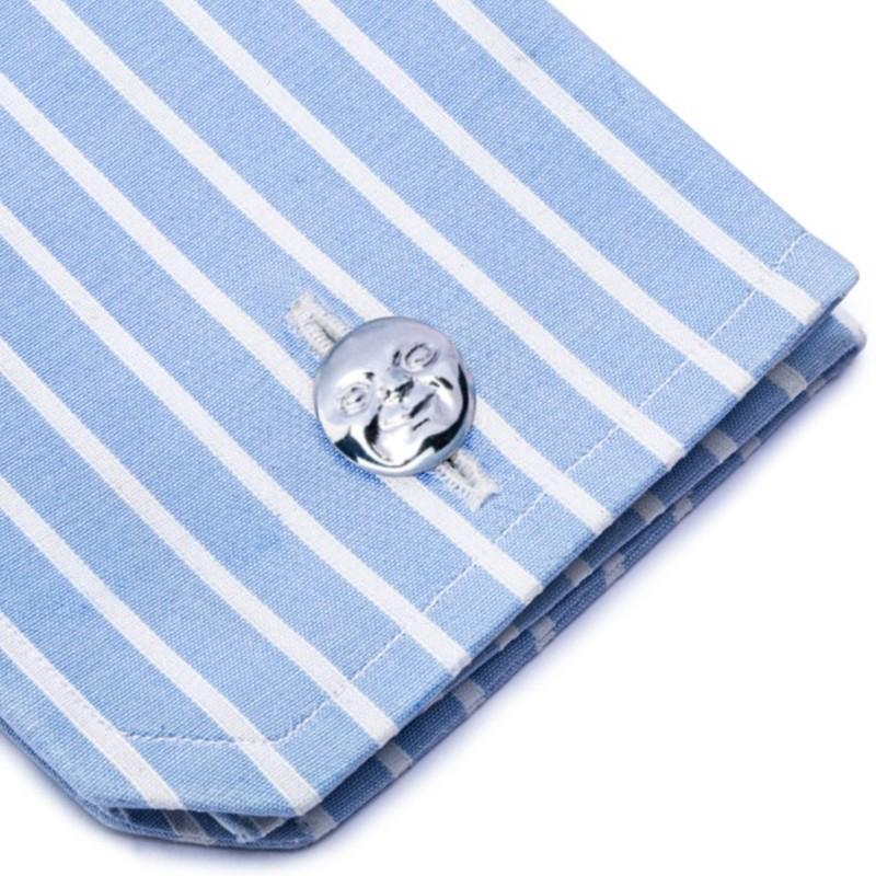 Alex Jona Sterling Silver Moon Face Cufflinks In New Condition For Sale In Torino, IT