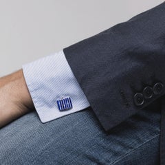 Alex Jona Sterling Silver Mother of Pearl Lapis Lazuli Cufflinks