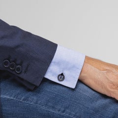 Gemelos plegables Alex Jona de plata de ley con doble anillo de ónice