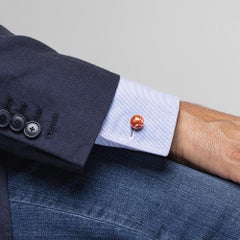 Alex Jona Sterling Silver Orange Enamel Basketball Cufflinks