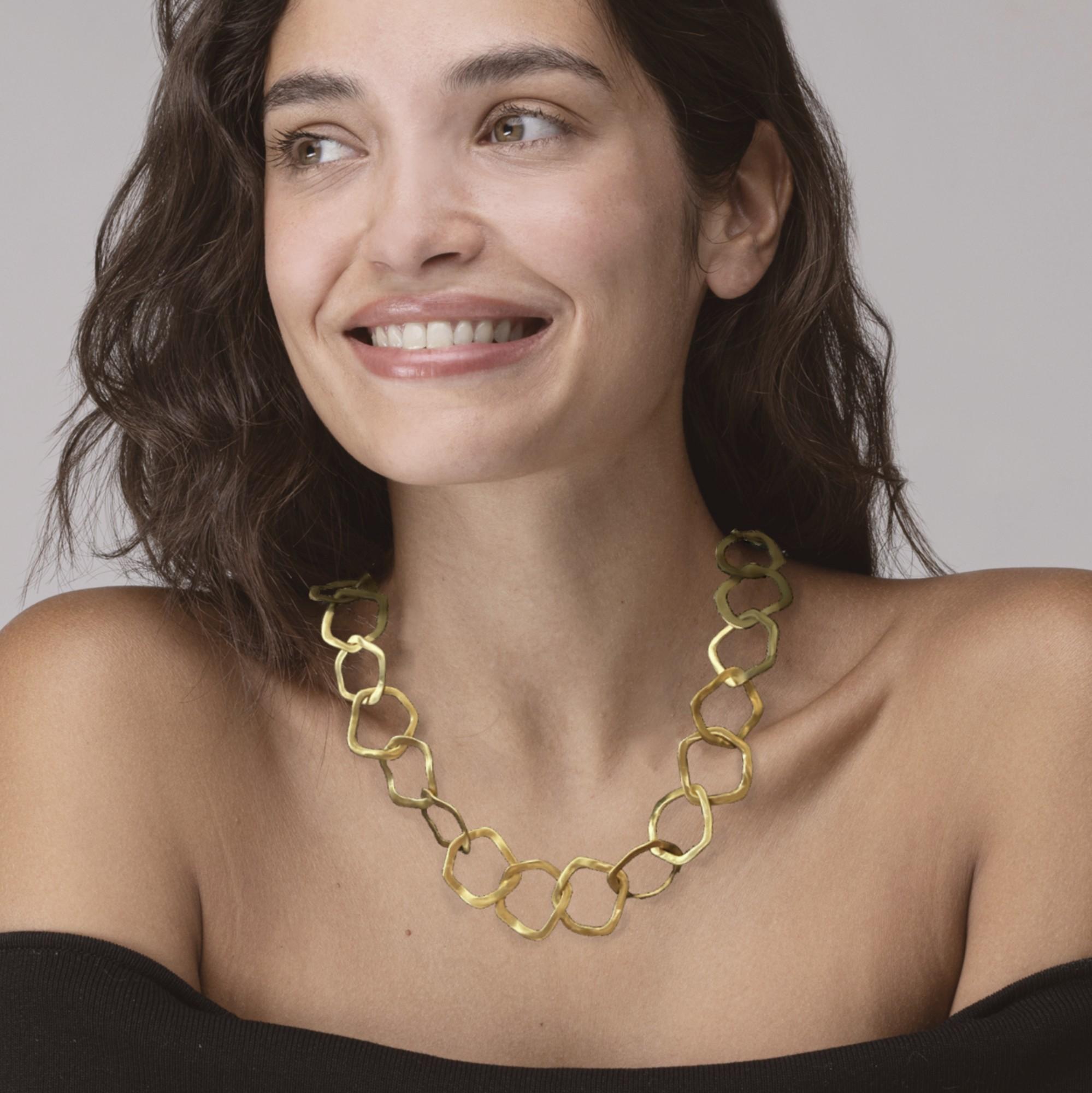 da uomo o donna Alex Jona - Collana a forma di catena organica in argento sterling - A Link in vendita