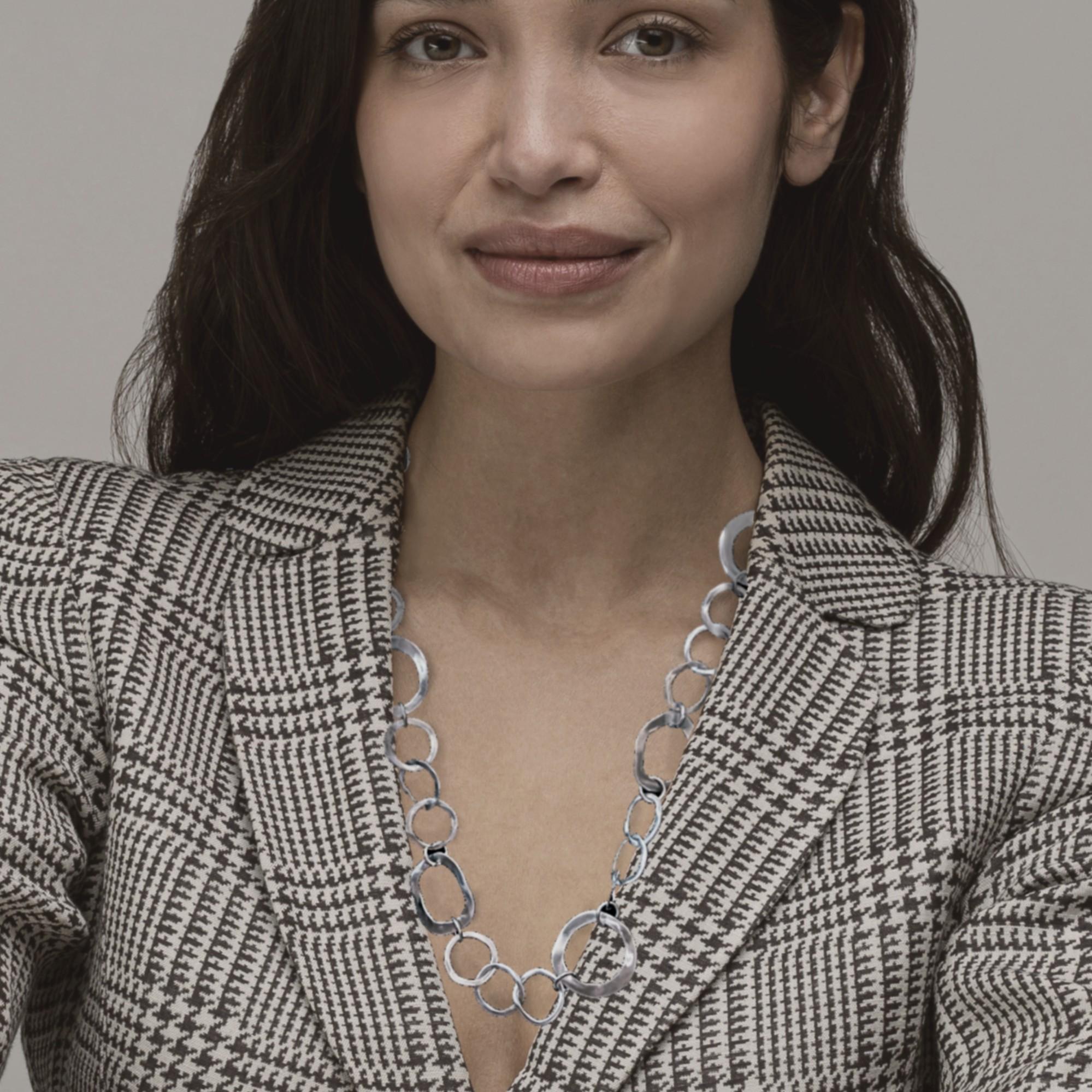 da uomo o donna Alex Jona - Collana con catena a maglie di forma organica in argento sterling in vendita