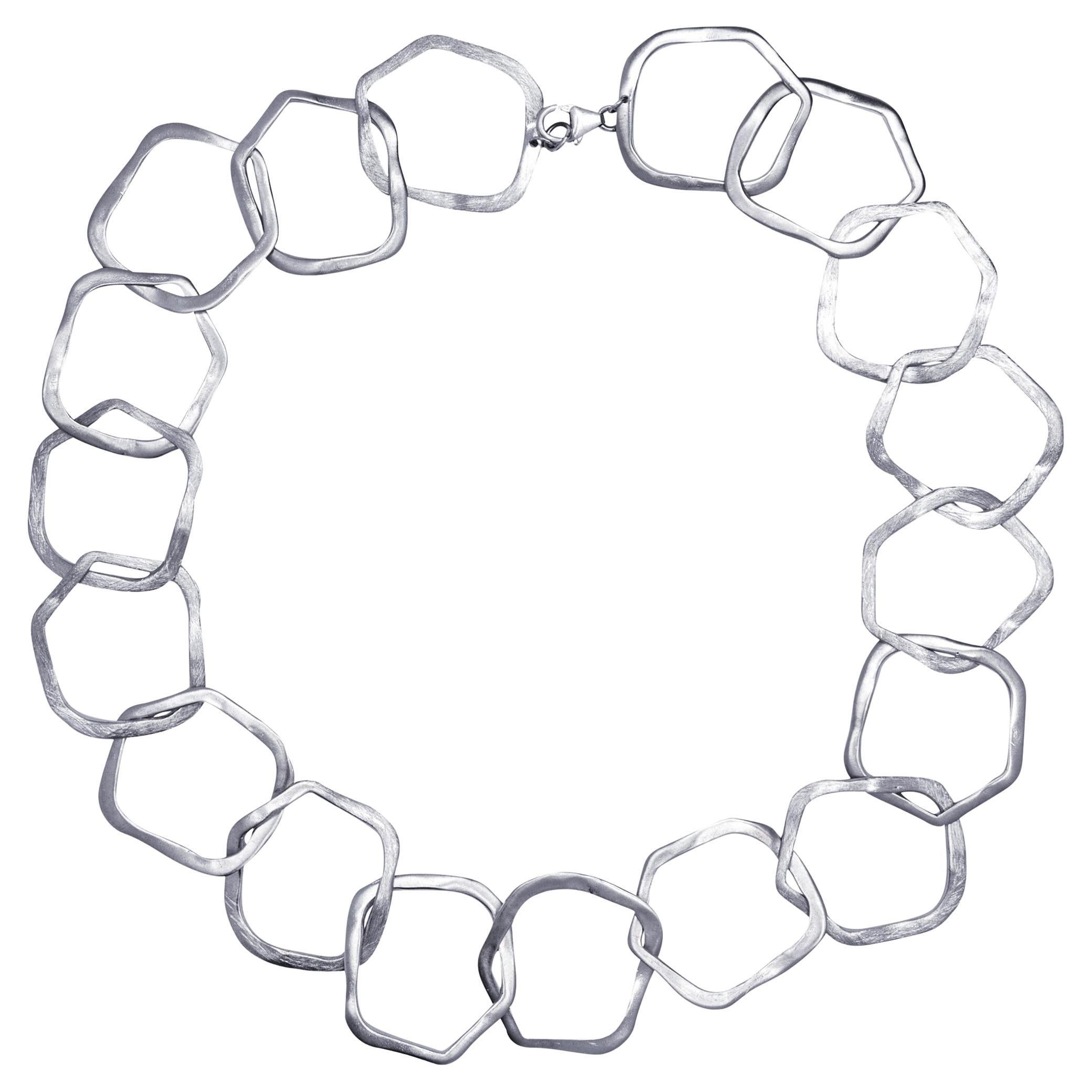 Alex Jona - Collana con catena a maglie di forma organica in argento sterling