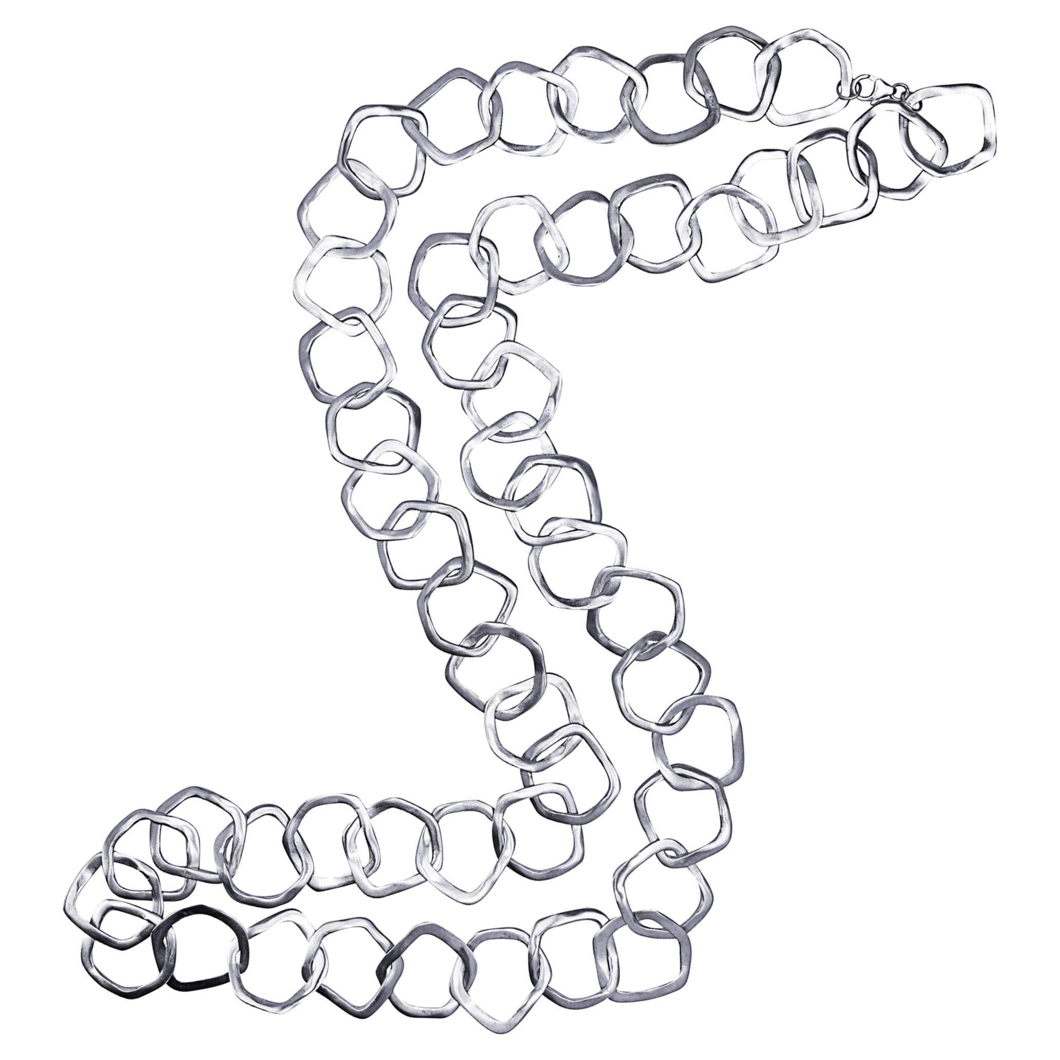 Alex Jona - Collana con catena a maglie lunghe di forma organica in argento sterling
