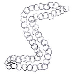 Alex Jona Sterling Silver Organic Shape Long Link Chain Necklace