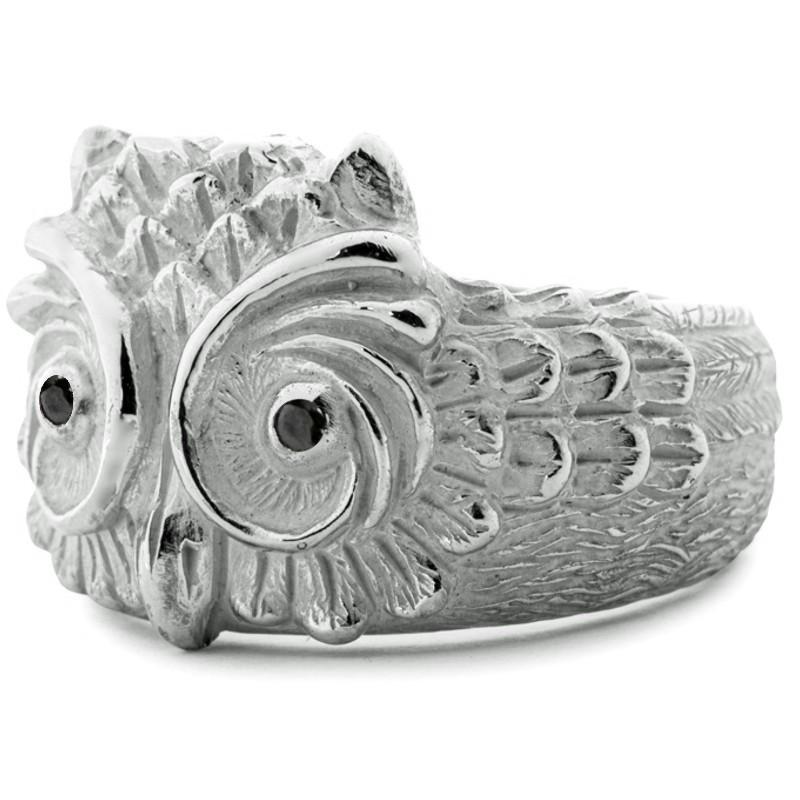 Alex Jona Sterling Silver Owl Ring In New Condition For Sale In Torino, IT