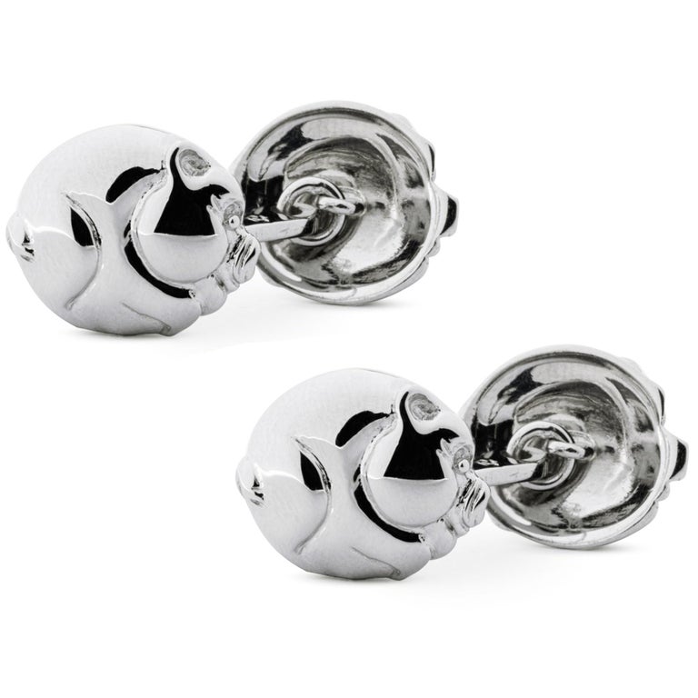 Alex Jona Sterling Silver Pig Cufflinks In New Condition For Sale In Torino, IT