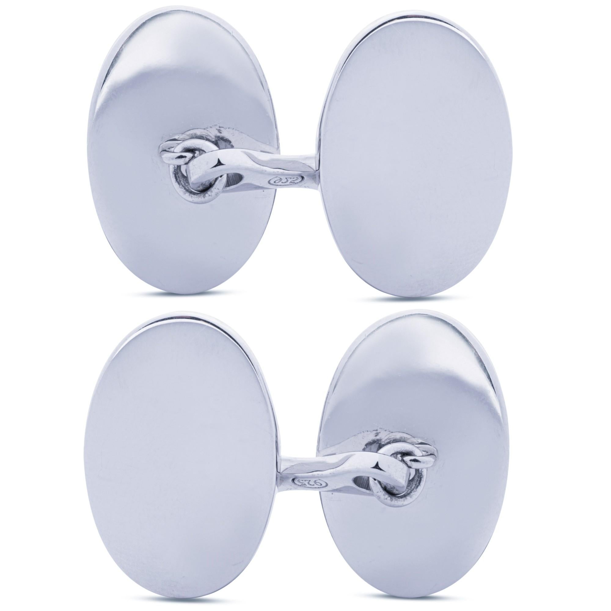 Gemelli da polso ovali lisci in argento Alex Jona In condizioni Nuovo in vendita a Torino, Piedmont