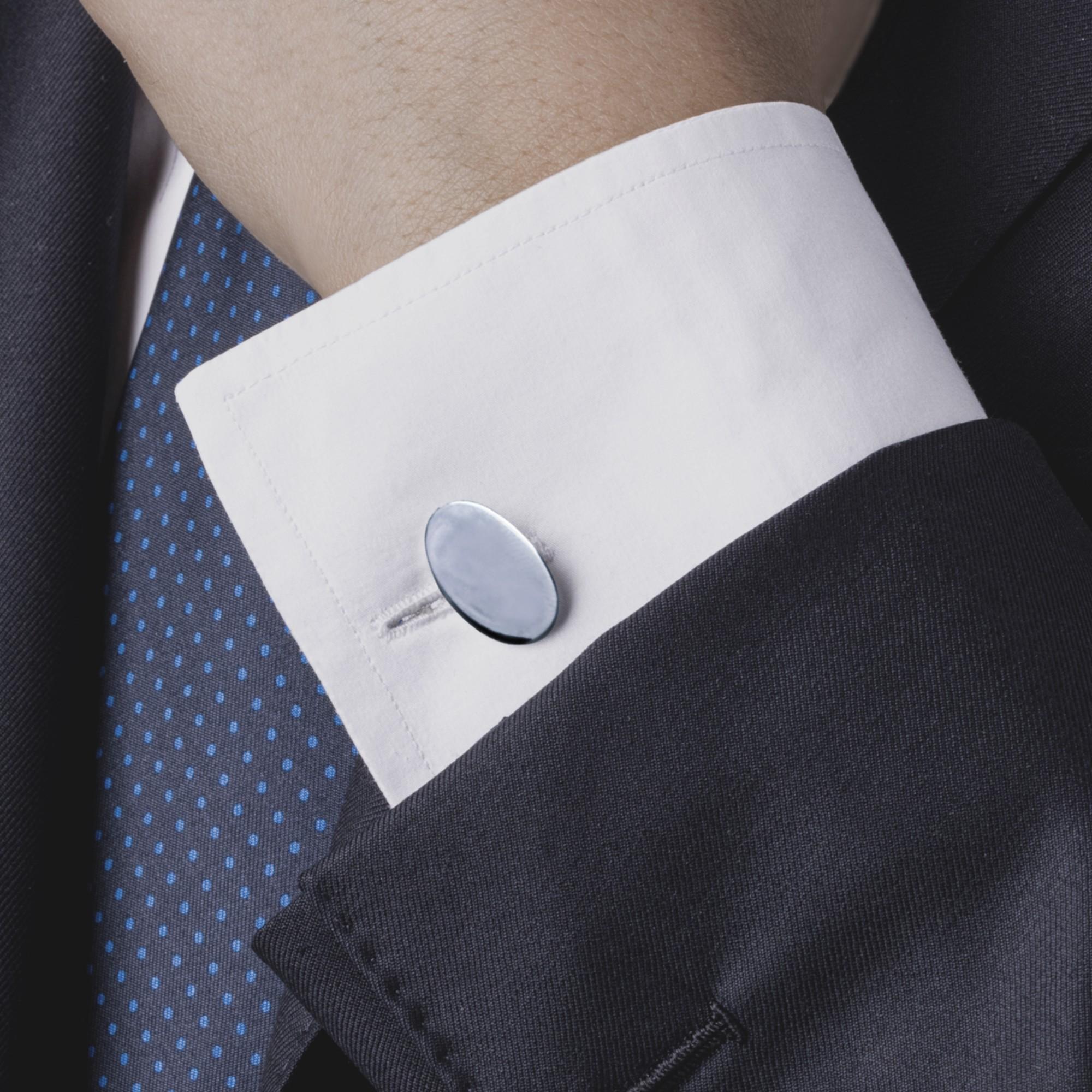 Uomo Gemelli da polso ovali lisci in argento Alex Jona in vendita