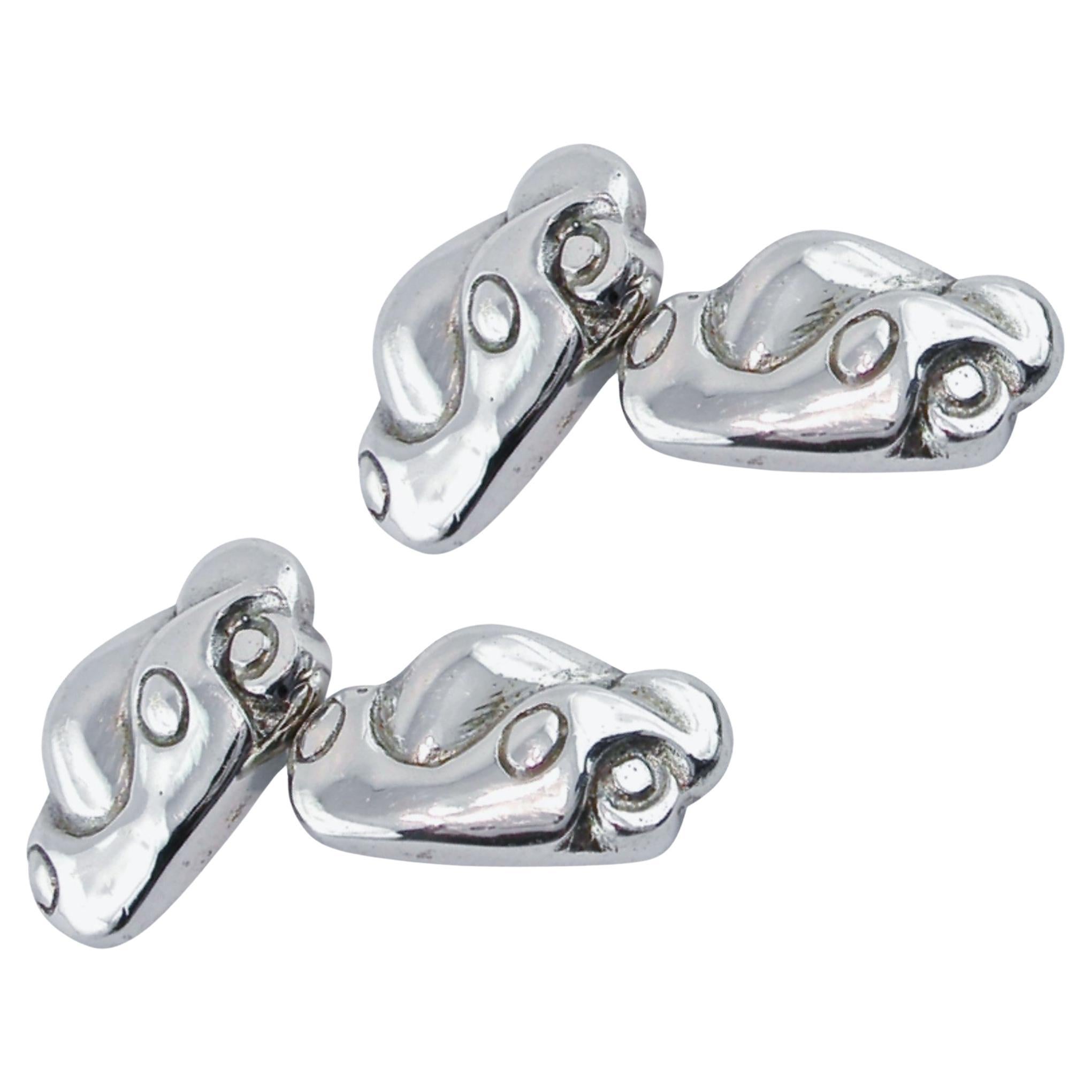 Alex Jona Sterling Silver Porsche Shape Cufflinks For Sale