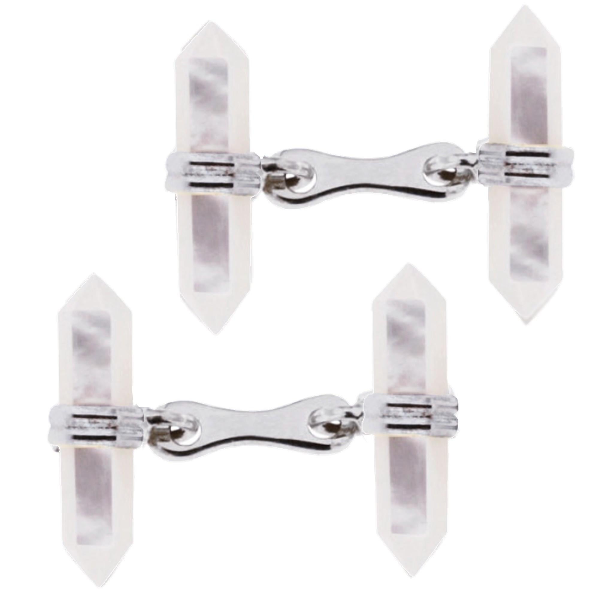 Alex Jona Sterling Silver Prism Bar Cufflinks In New Condition For Sale In Torino, IT