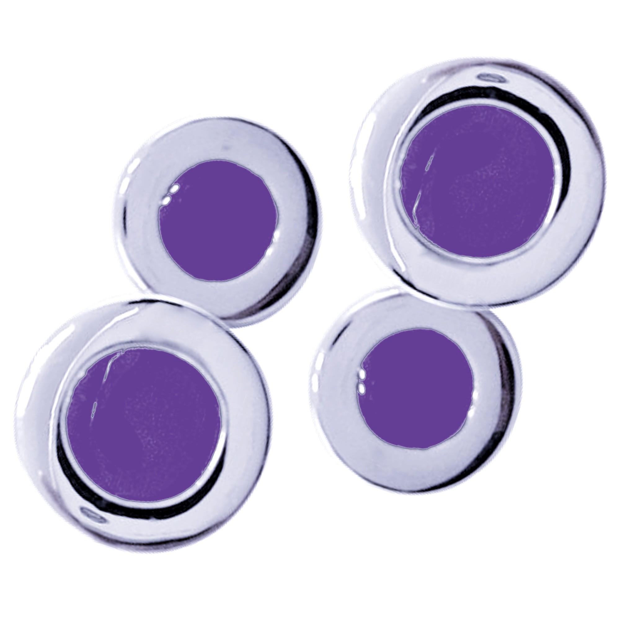 Sterling Silver Purple Enamel Cufflinks