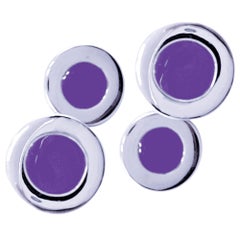 Sterling Silver Purple Enamel Cufflinks