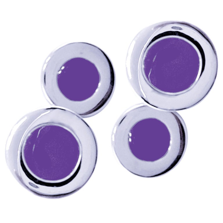Elizabeth Parker Paisley Cufflinks - Purple Enamel