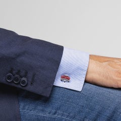 Alex Jona Sterling Silver Red Enamel Chevrolet Car Cufflinks